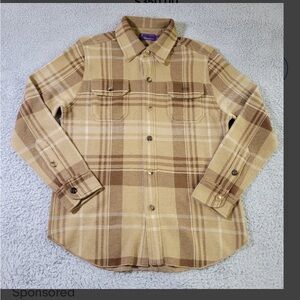 Ralph Lauren Purple Label Tan Plaid Casual Button Down Shirt